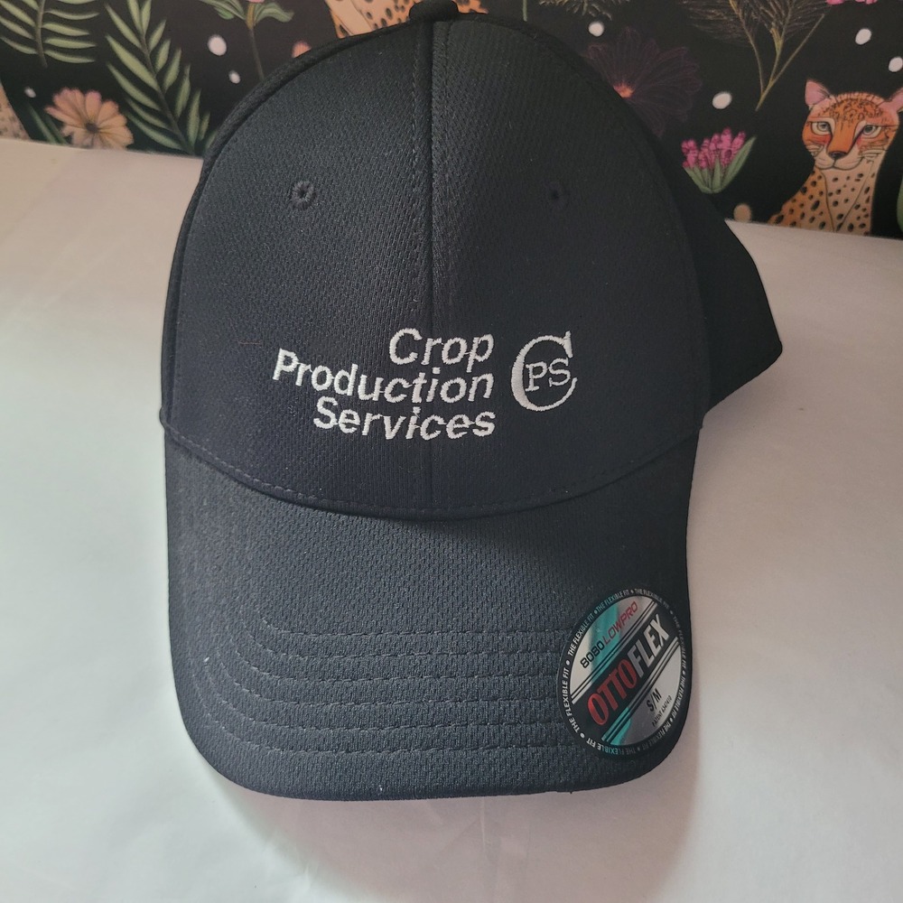 OTTO‎ Ottoflex 8080 LowPro Black Crop Production Services Hat S/M Flexible Fit